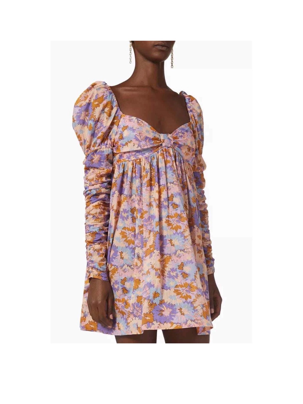 Zimmerman Lavender & Mustard Floral Puff-Sleeve Mini Dress